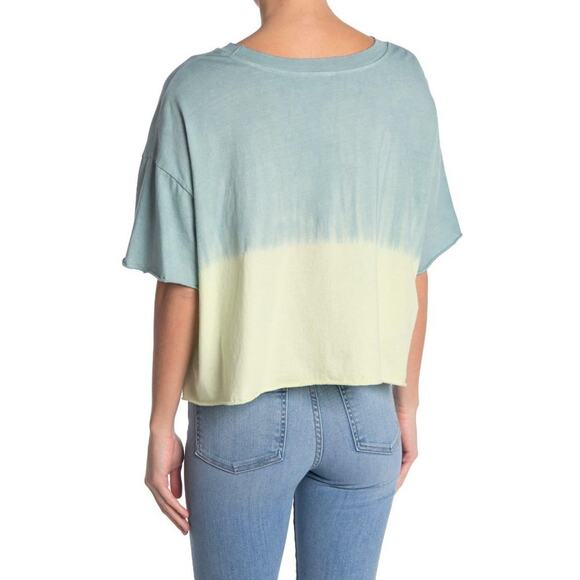 Abound Tops Tie Dye Cropped Pocket T-Shirt Green Blue Ombre Cotton Women's New S - Picture 2 of 4